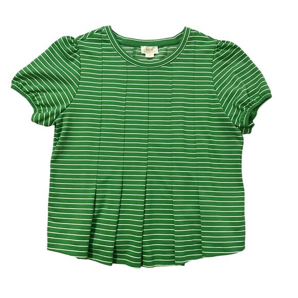 Maeve Anthropologie green & white striped short sleeve top size L - Picture 13 of 13